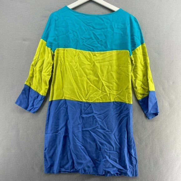 Maeve 100% Rayon Colorblock Shift Dress Womens 8 Motif Anthro Gogo 70s Retro - Picture 2 of 11
